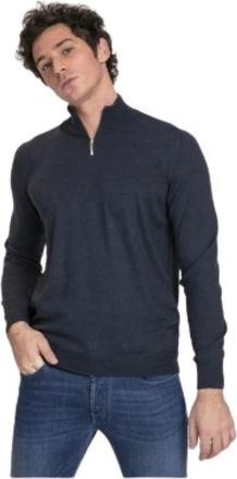 Gran Sasso Gebreide kleding - Heren - Coltruien - Blauw - L - Wol - Truien & Vesten