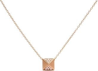 House of Brilliance 14K Yellow Gold 1/4 Cttw Diamond Matte Finished Pyramid Pendant Necklace at Nordstrom
