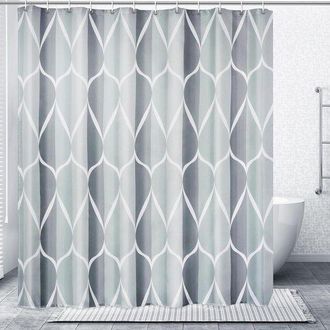 OEM Accesorios De Ba&ntilde;o - Cortina De Ducha Impermeable - 120x180cm - Poli&eacute;ster Gris - Con 12 Ganchos