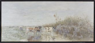 Melrose International Framed Farm Canvas Wall Art 37.25L - White, Black, Green