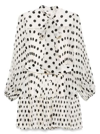 Zimmermann pussy bow mini dress - Neutrals