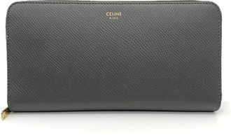 Celine Gray Leather Long Wallet (Bi-Fold) (Pre-Owned)