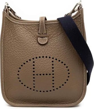Herm&egrave;s 2024 Clemence Evelyne TPM crossbody bag - women - Canvas/Calf Leather - One Size - Brown