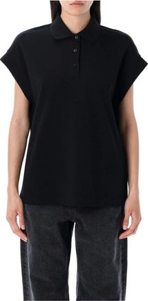 Saint Laurent Zwart poloshirt met vleermuismouwen - Dames - Polos - Zwart - M - Leer - Tops