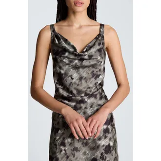 Kenneth Cole Abstract Print Cowl Neck Tank in Turtle Green Multi at Nordstrom, Size X-Large