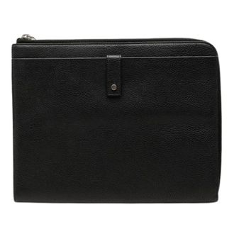 Saint Laurent Pre-owned Vintage Leren Clutch - Dames - Pre-owned - Zwart - Maat: ONE Size Leer