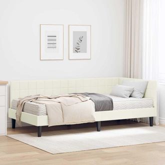 vidaXL Estructura De Cama Esquina Con Colch&oacute;n Manual Crema 90 X 190 Cm Vidaxl