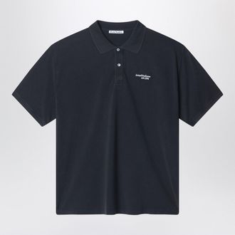 Acne Studios Black Polo Shirt With Distressed Finish