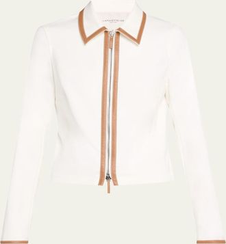 Lafayette 148 New York Leather-Trim Cotton Jacket