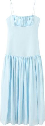 Mango Ruched Sleeveless Maxi Dress in Sky Blue at Nordstrom, Size 10