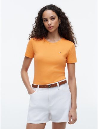Tommy Hilfiger Womens Crewneck Favorite T-Shirt - Orange - XXS