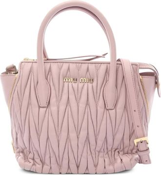 Miu Miu 2000s matelassé leather tote bag - Pink