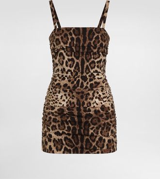 Dolce & Gabbana Leo-print Charmeuse Dress - Woman Dresses Animal Print Silk 36