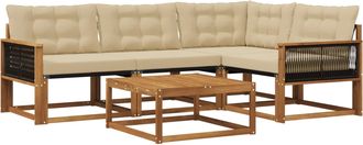 vidaXL Conjunto De Sof&aacute;s De Exterior 5 Uds. Natural Y Beige Vidaxl