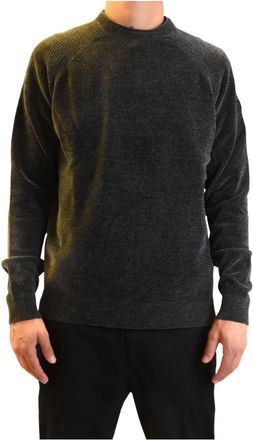 Roberto Ricci Design Velvet Round Knit - Heren - Ronde hals truien - Grijs - 3XL - Polyester - Truien & Vesten