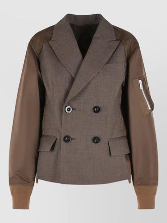 sacai wool blend blazer double breasted design