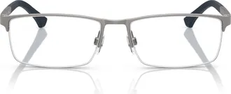 Emporio Armani 0ea1041 Rectangular Metal Frame Eyeglasses with Textured Tips