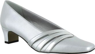 Easy Street Entice 31-0439 Pump 8N Silver Square Toe Block Heel RHS7879