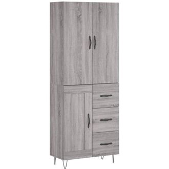 vidaXL Vidaxl - Aparador Alto Madera Contrachapada Gris Sonoma 69,5x34x180 Cm