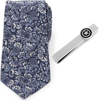 Cufflinks Inc. Avengers Silk Tie & Tie Bar Set in Navy at Nordstrom