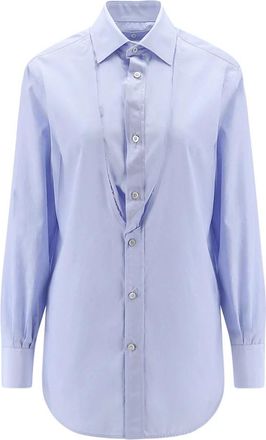 Maison Margiela Shirts White - Heren - Zakelijke Overhemden - Blauw - L - Katoen - Overhemden