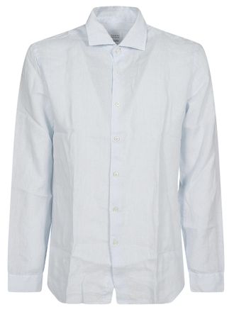 Xacus Long-Sleeve Linen Shirt With Button-Down Front And Pointed Collar