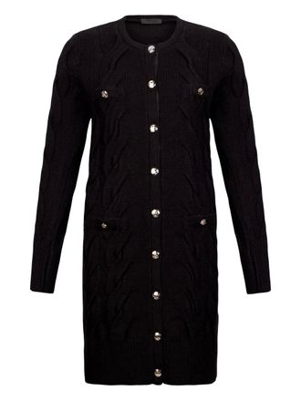 Liu Jo Abito in maglia intrecciata con bottoni - Nero