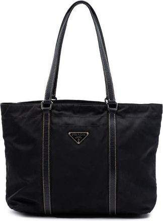 Prada Pre-owned Prada Saffiano Trimmed Tessuto Tote Ladies A1H8BGDKL37DOZPE