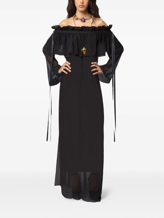 Nina Ricci Zijden maxi-jurk met ruches - Zwart