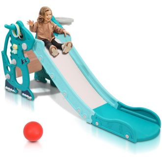 Vingo SWANEW Scivolo per bambini baby 145 cm scivolo da giardino 4 in 1 scivolo basket verde