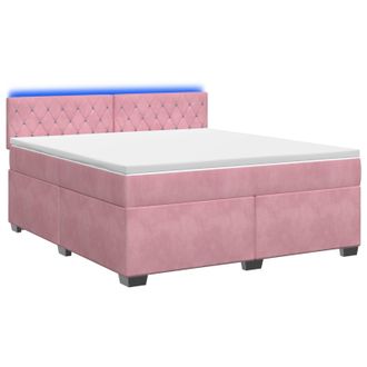 vidaXL Cama Con Base Tapizada, Colch&oacute;n Y Luz Led Rosa 140 X 200 Cm Vidaxl