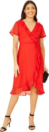 Yumi Dames Franje V-Hals Wikkeljurk (Rood)