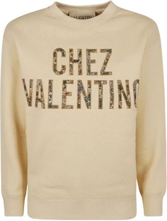 Valentino Chez Sweatshirt - Dames - Sweatshirts - Beige - M - Katoen - Hoodies & sweatvesten
