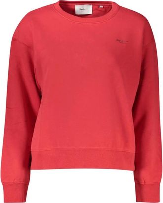 Pepe Jeans London Hoodies & sweatvesten, Dames, Rood, M, Katoen, Rode Katoenen Dames Trui