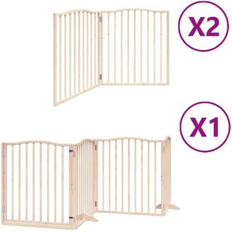 vidaXL Puerta para perros plegable 8 paneles madera de álamo 640 cm vidaXL