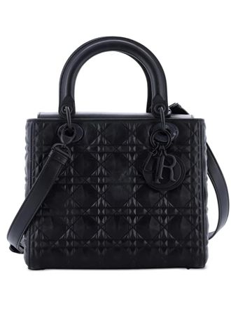 Dior Lady Dior Bag Diamond Motif Cannage Calfskin Medium shoulder bag - Black