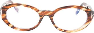 Tom Ford Eyewear Occhiali con montatura ovale e logo - Marrone
