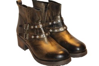 Eric Michael Womens Buffalo Moto Boots In Metallic Gold