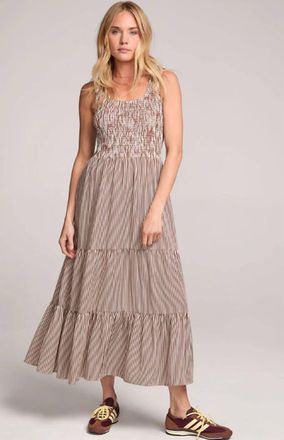 Saltwater Luxe Memphis Midi Dress In Chocolate Stripe