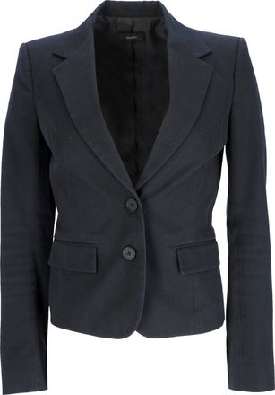 Joseph Single-Breasted Blazer with Pockets in Navy Blue Cotton