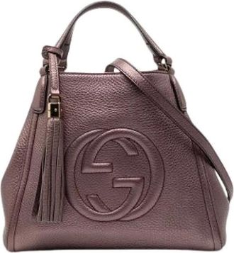 Gucci Pre-owned Handbags, female, Purple, Size: ONE SIZE Pre-owned Small Soho Satchel