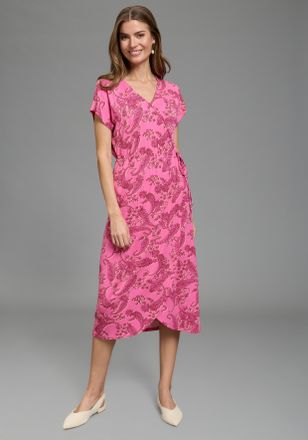 Laura Scott Sommerkleid LAURA SCOTT, Damen, Gr. 34, N-Gr, pink, gemustert, Jersey, Obermaterial: 95% Viskose, 5% Elasthan, Paisley, figurumspielend wadenlang, V-A