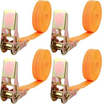 No Brand Correas De Amarre Con Trinquete - Juego De Correas De Amarre - Transporte Seguro De Carga - Capacidad De Carga De 800 Kg - 8 Metros De Largo - Naranja
