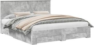 vidaXL Estructura De Cama Con Cabecera Gris Concreto 180 X 200 Cm Vidaxl