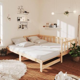 Berkfield Home Day Bed with Trundle 90x200 cm Solid Wood Pine in Brown