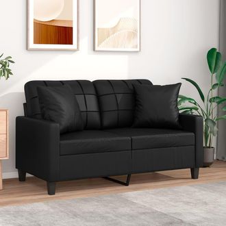 vidaXL Sof&aacute; De 2 Plazas Con Cojines Cuero Sint&eacute;tico Negro 120 Cm Vidaxl