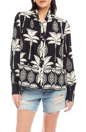 Fifteen Twenty Chloe Floral Print Button-Up Front in Black/cream at Nordstrom, Size Small