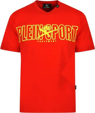 Philipp Plein Mens Plein Sport Bold Branded Logo Red T-Shirt - Size: 38