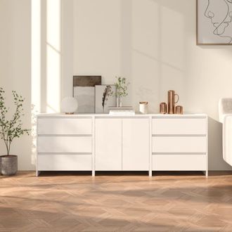 vidaXL Aparador De 3 Piezas Madera Manufacturada Blanca Vidaxl