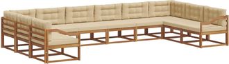 vidaXL Conjunto De Sof&aacute;s De Exterior 10 Uds. Natural Y Beige Vidaxl